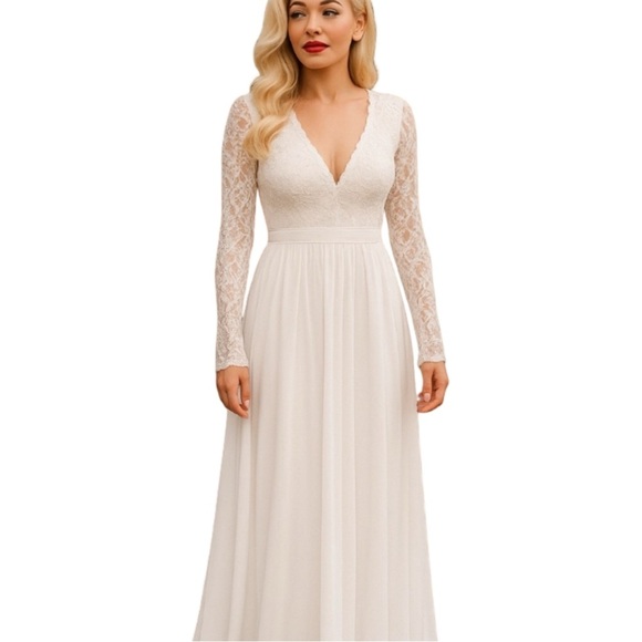 Lulu’s Lace Maxi Wedding Dress in WHT Size Small - Picture 13 of 16